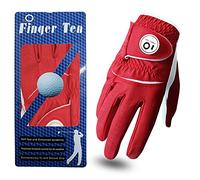 Gant De Golf Homme Main Gauche Droite Cuir avec Marqueur De Balle Value Pack, Gants Durable Doux Confortable Flexible S M ML L XL Bleu Foncé Rouge Marron (XL-Main Droite (Worn on Right Hand), Rouge)