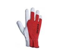Gant de manutention légère T.9 cuir blanc et rouge