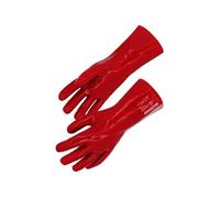 Gant Manutention lourde milieu humide SINGER Taille 9,5 PVC tout enduit 35cm ROUGE Finition lisse