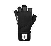 Harbinger Gants de Musculation Pro Wristwrap 2.0 - Paume en Cuir Véritable, Bandes de Poignet Intégrées, Stretch 4 Voies, Design Perforé - Gants de Gym Max Support - Unisexe, Noir, Moyen