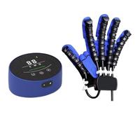 Gant de Rééducation Robotique pour Main et Doigts, Dispositif d'Exercice pour AVC, Hémiplégie, Orthèse de Rééducation Fonctionnelle avec Mode Miroir et Entraînement Individuel(Blue(Left),Large)
