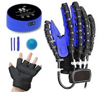 Gant de Robot Rééducation Main Dispositif de Rééducation de Main Gants pour Arthrose L'Hémiplégie D'AVC pour Traitement des Dysfonctionnements de la Main Attelle Doigt(Size:Right XL,Color:Bleu)