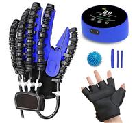 Gant de Robot Rééducation Main Dispositif de Rééducation de Main Gants pour Arthrose L'Hémiplégie D'AVC pour Traitement des Dysfonctionnements de la Main Attelle Doigt(Size:Gauche L,Color:Bleu)