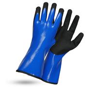 ROSTAING Gants LIQUIDO - Paire de Gants de Travail 100% Etanche - Pour les Travaux de Maçonnerie, Sablage, Façade - Gants de protection mi-long bleu et noir - Utile pour la manipulation de ciment