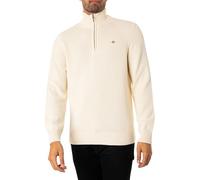 GANT Demi-Fermeture éclair en Coton décontracté Sweater, crème, M Homme