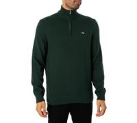 GANT Demi-Fermeture éclair en Coton décontracté Sweater, Tartan Green, L Homme
