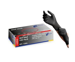 Gant d'examen de nitrile Meditrade 1284L, noir, grand, paquet de 10