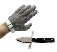Gant en maille inox à sangle de boucher + ouvre huitres manuel