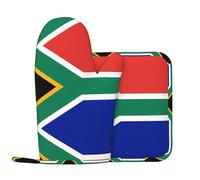 Gant en polyester sergé avec drapeau de l'Afrique du Sud, antidérapant et résistant aux brûlures, avec corde de suspension pour un rangement facile