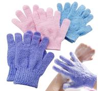 Gant Exfoliant Corps, Gant Gommage Corps Gants de Bain Exfoliant Gant de Douche Exfoliant, 3 Paire de Gants Exfoliants pour le Corps Gant pour Enlever les Peaux Mortes (Bleu/Violet/Rose) - 17 x 12 CM