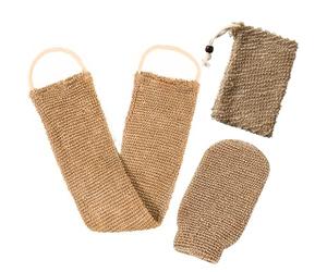 Gant Exfoliant, Gant de Crin Exfoliant Corps, Sangle Lave Dos, Sac à Savon en Jute, Gant Gommage Corps, Accessoires pour le Bain pour Bains du dos Corps et Visage Femmes et Hommes