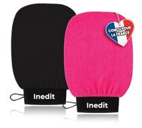 Gant Exfoliant Kessa - Gant De Crin - Gants Gommage Corps Et Visage - Nettoie Et Purifie En Profondeur Les Cellules Mortes, avec ou sans Savon Noir (Noir/Rose, standard)