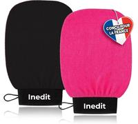 Gant Exfoliant Kessa - Gant De Crin - Gants Gommage Corps Et Visage - Nettoie Et Purifie En Profondeur Les Cellules Mortes, Avec Ou Sans Savon Noir (Noir/Rose, Standard)[Z387]
