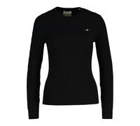 Gant Femme Pull - Stretch Coton Câble C-Cou, Col Rond, Tricot À Nœud, Logo...