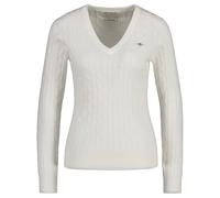 GANT Femmes Cable-Strickpullover - Coton Extensible Câble Col En V, Torsades