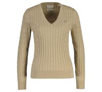 GANT Femmes Cable-Strickpullover - Coton Extensible Câble Col En V, Torsades