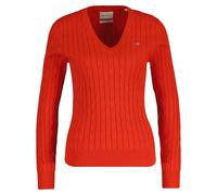 GANT Femmes Cable-Strickpullover - Coton Extensible Câble Col En V, Torsades