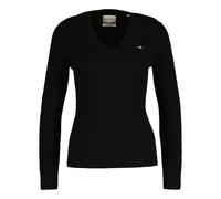 GANT Femmes Cable-Strickpullover - Coton Extensible Câble Col En V, Torsades