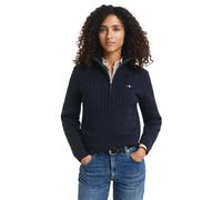 GANT Femmes Pull Tricot Avec Troyer - Câble Demi Zippé, Torsades, Stretch Co