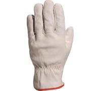 Delta Plus Paire de Gants Cuir Pleine Fleur de Vache, Gris (Gris Liseré Rouge) , Naturel, 1 Paire