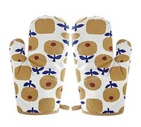 Gant Four Gant Cuisine Gants De Four Résistants À La Chaleur Doublure En Coton Boucle De Suspension Pour La Cuisson Cuisson Micro-Ondes Grillades Et Barbecue, 2Pcs Gant Four Anti Chaleur(White Apple)