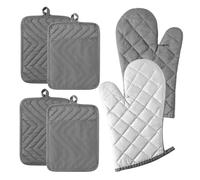 Gant Four Lot de 6 maniques de Cuisine en Coton Rouge et Blanc avec Coussin Chauffant, lavables en Machine, avec Boucle de Suspension, for Four de Cuisine, Fournitures de Cuisson(PE-G0027D)