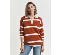 Gant GANT Brown Long Sleeve Striped Knit Polo Shirt Brown XL