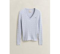 Gant GANT Light Blue Stretch Cotton Cable Knit V-Neck Jumper
