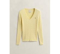 Gant GANT Yellow Stretch Cotton Cable Knit V-Neck Jumper