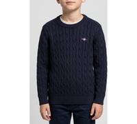 GANT Kids Unisex Cotton Cable Shield Crew Evening Blue Taille: 98/104 | Pulls Outlet | kids | Bleu