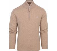 GANT Laine d'agneau avec Demi-Fermeture éclair Pull-Over, Mélange de Sable foncé, M Homme