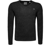 GANT Laine d'agneau Extra Fine avec col en V Pull-Over, Mélange de Charbon foncé, XL Homme