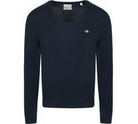 GANT Laine d'agneau Extra Fine avec col en V Sweater, Mélange de Bleu Marine foncé, XL Hommes
