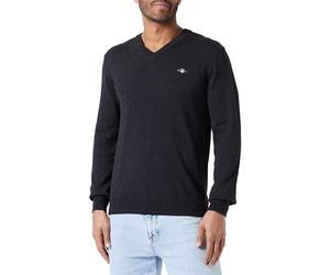 GANT Laine d'agneau extra fine avec col en V, Mélange de charbon foncé., L