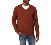 GANT Laine d'agneau Extra Fine avec col en V Pull-Over, Chocolat, XXXL Homme