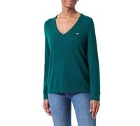 GANT Laine d'agneau Extra Fine avec col en V Pull-Over, Vert foncé, XS Femme