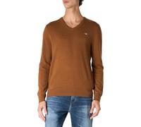 GANT Laine d'agneau Extra Fine avec col en V Sweater, Chocolat, XL Hommes