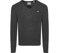 GANT Laine d'agneau Extra Fine avec col en V Sweater, Mélange de Bleu Marine foncé, L Hommes