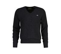 GANT Laine d'agneau Extra Fine avec col en V Sweater, Mélange de Charbon foncé, L Hommes