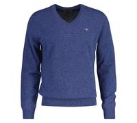 GANT Laine d'agneau Extra Fine avec col en V Sweater, Stone Blue Melange, L Hommes