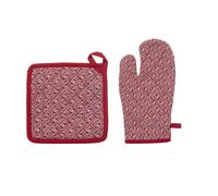 Gant + Manique imprimés 100% Coton - Rouge