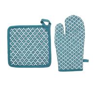 Atmosphera Créateur d'intérieur - Gant & Manique Imprimé "Tikal" 32cm Bleu Canard Bleu G