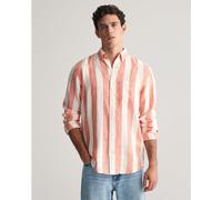 Gant Men's Bold Stripe Linen Long-Sleeve Patterned Shirt Orange brûlé XL Male