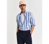 Gant Men's Bold Striped Cotton Linen Long-Sleeve Patterned Shirt Bleu Frais S Male