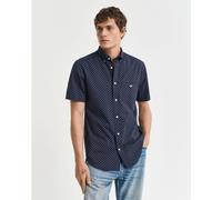 Gant Men's Micro Print Short-Sleeve Patterned Shirt Bleu soirée S Male