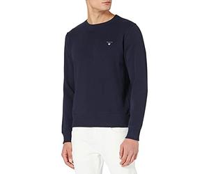 GANT Neck Sweat Sweatshirt Ras-du-Cou Original, Evening Blue, S Homme