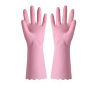 Gant Nettoyage 2Pcs Flocked Lining Household Gloves Thick Rubber Cleaning For Dish Washing Cold Weather Warm Non-Slip Kitchen(Pink,L)
