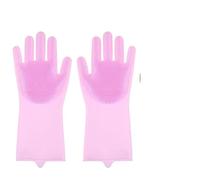 Gant Nettoyage Dishwashing Cleaning Gloves Magic Silicone Rubber Dish Washing For Household Sponge Scrubber Kitchen Tools(Pink)