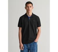 Polo Gant Contrast Pique manches courtes noir uni - S
