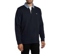 GANT Polo homme à manches longues en chambray épais et régulier Bleu